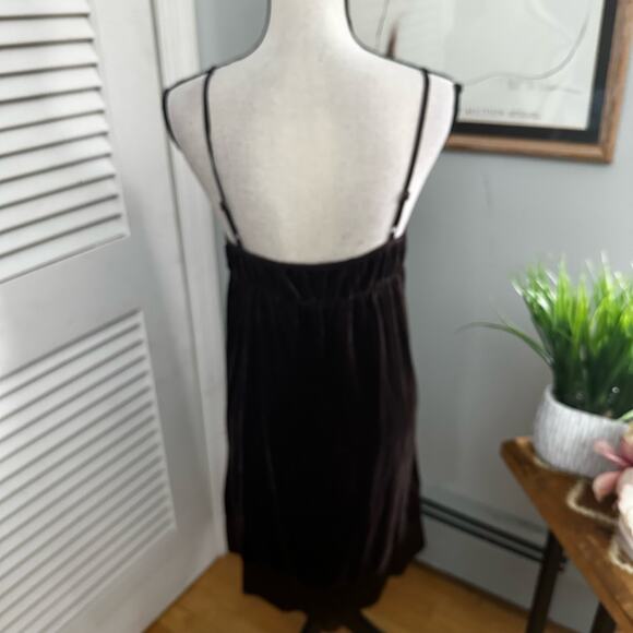 GAP Womens Dress 6 Brown Velvet Babydoll Mini V-Neck Whimsigoth Fairy Grunge - Picture 6 of 15